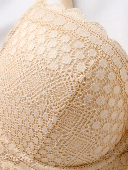 Classic Solid Push Up Bra with Lace Design - Image 12