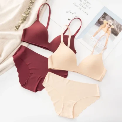 Plain Color Push Up Bra with Panty - Image 7