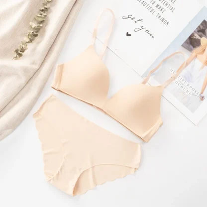 Plain Color Push Up Bra with Panty - Image 9