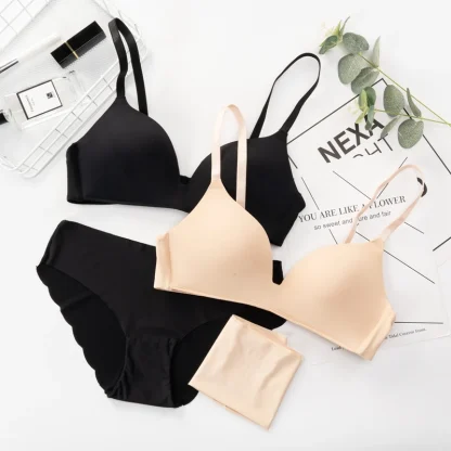 Plain Color Push Up Bra with Panty - Image 8