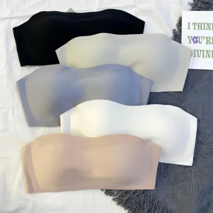 Seamless Plain Color Bra with Strapless - Image 8
