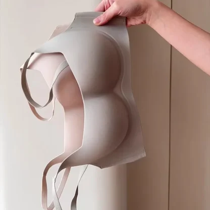 Seamless Solid Color Bra with Wireless Design - Image 5