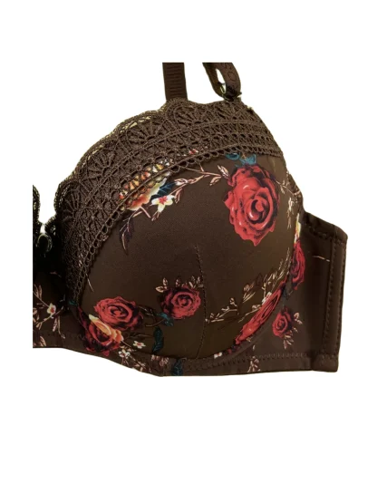 Underwire Push Up Bra with Floral Design - Image 3
