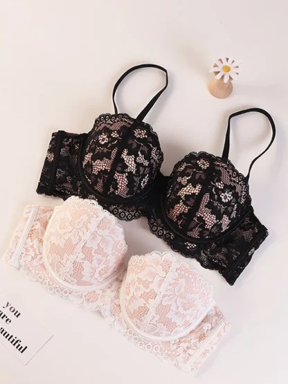 Seductive Push Up Bra with Floral Lace - Image 11