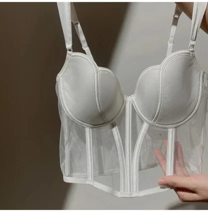 Sexy Sheer Corset Bra with Mesh Design - Image 13