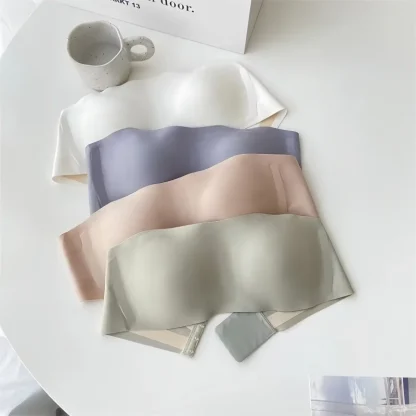 Seamless Plain Color Bra with Strapless - Image 9
