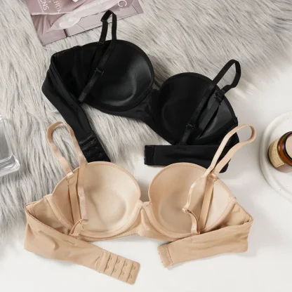 Solid Color Push Up Bra without Wires - Image 2