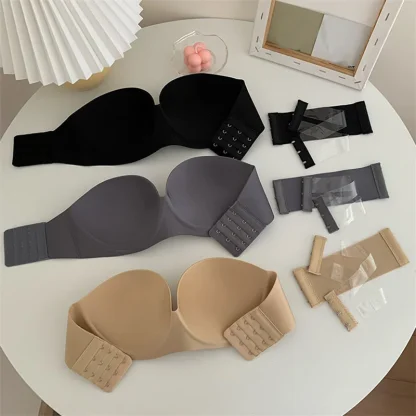 Strapless Non-Slip Bra with Solid Color - Image 3