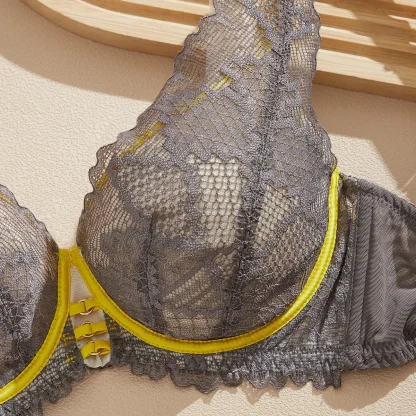 Breathable Sheer Lace Bra with V-neckline - Image 4