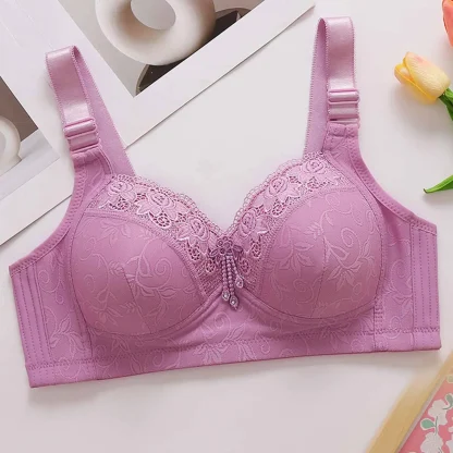 Lace Trim Bra with Wide Strap - Image 4