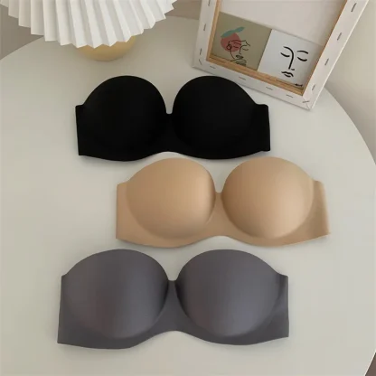 Strapless Non-Slip Bra with Solid Color - Image 2