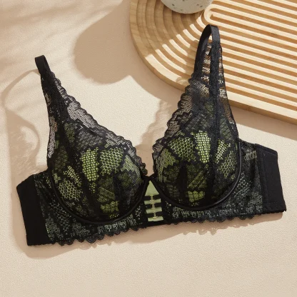 Breathable Sheer Lace Bra with V-neckline - Image 3