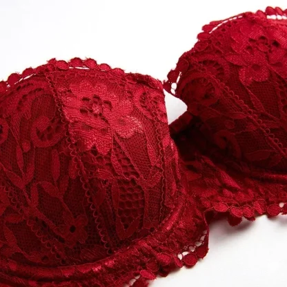 Chic Lace Push Up Bra with Bow Decor - Image 5