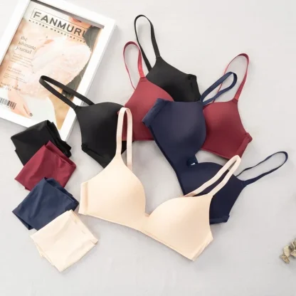 Plain Color Push Up Bra with Panty - Image 2