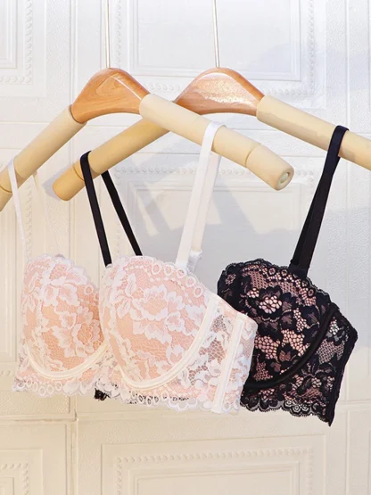 Seductive Push Up Bra with Floral Lace - Image 12