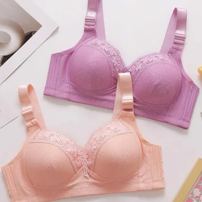 Lace Trim Bra with Wide Strap - Image 12