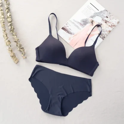 Plain Color Push Up Bra with Panty - Image 5