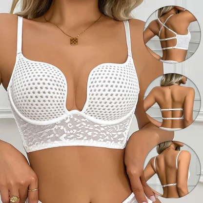 Breathable Push Up Bra with Deep Plunge - Image 2