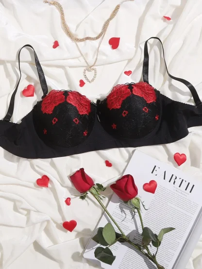 Chic Push Up Bra with Embroidered Floral - Image 8