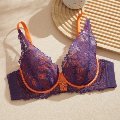 Breathable Sheer Lace Bra with V-neckline