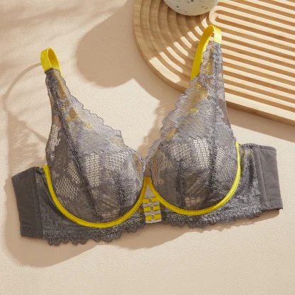 Breathable Sheer Lace Bra with V-neckline - Image 2