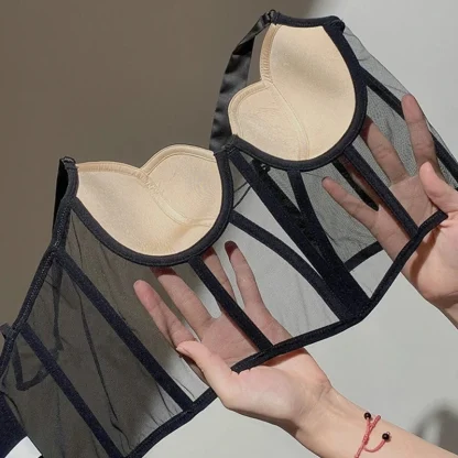 Sexy Sheer Corset Bra with Mesh Design - Image 5