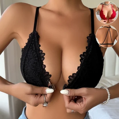 Chic Lace Push Up Bra with Front Closure - Image 2