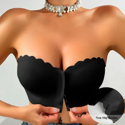 Scallop Edge Push Up Bra with Front Closure - Image 2