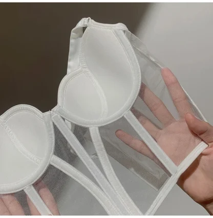 Sexy Sheer Corset Bra with Mesh Design - Image 14